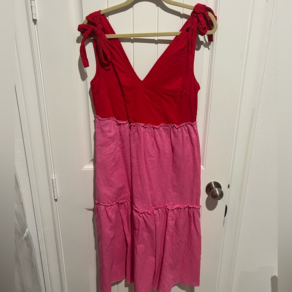 PETAL AND PUP Red and Pink color blocked dress, WORN ONCE
